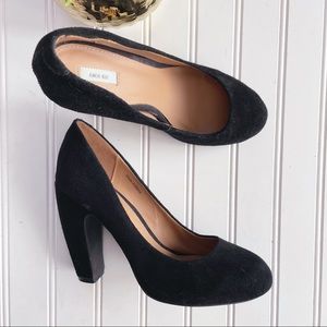 UO Kimchi Blue Black Suede Gretel Block Heels